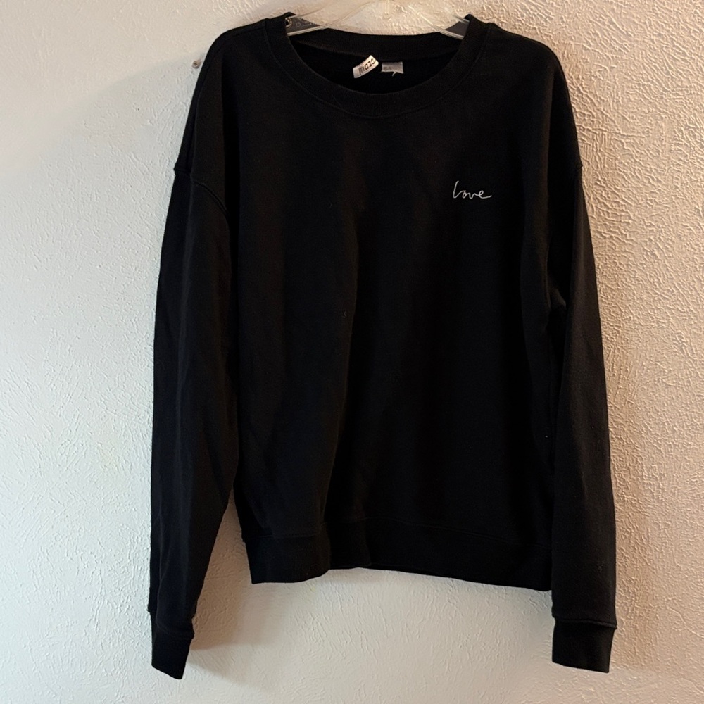 H&M Black Crewneck Sweater with Embroidery